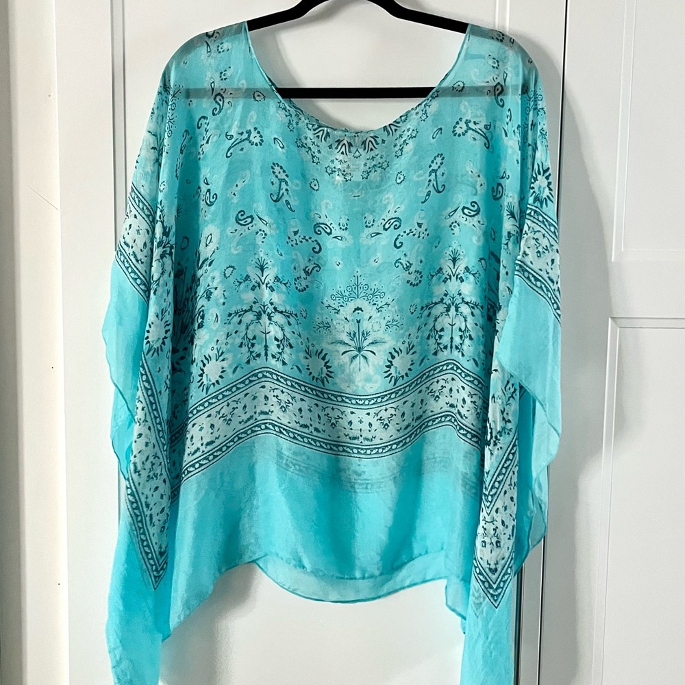 MXM 100% Silk sheer boho top/coverup size 2X